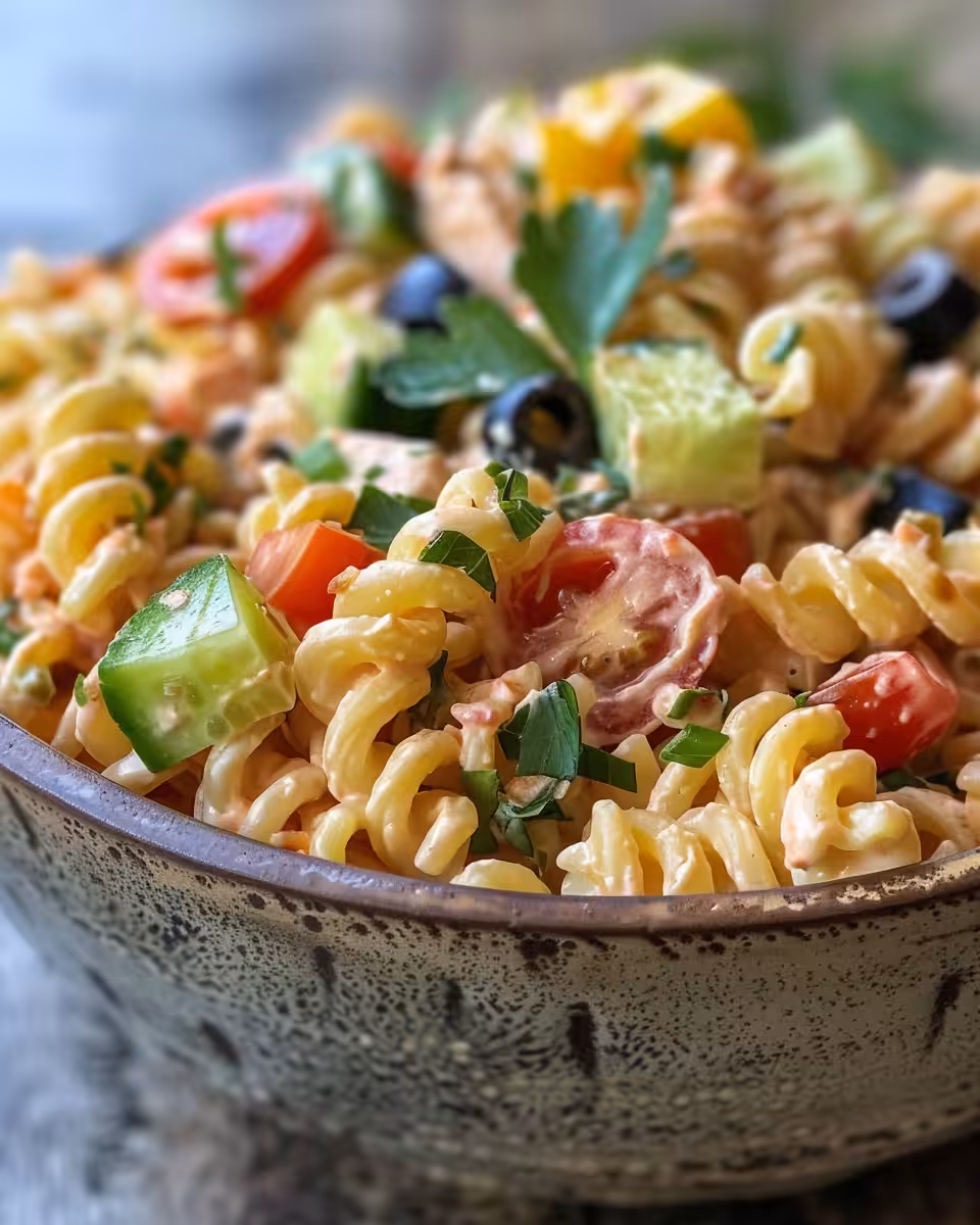Ingredients for Olive Garden copycat pasta salad laid out