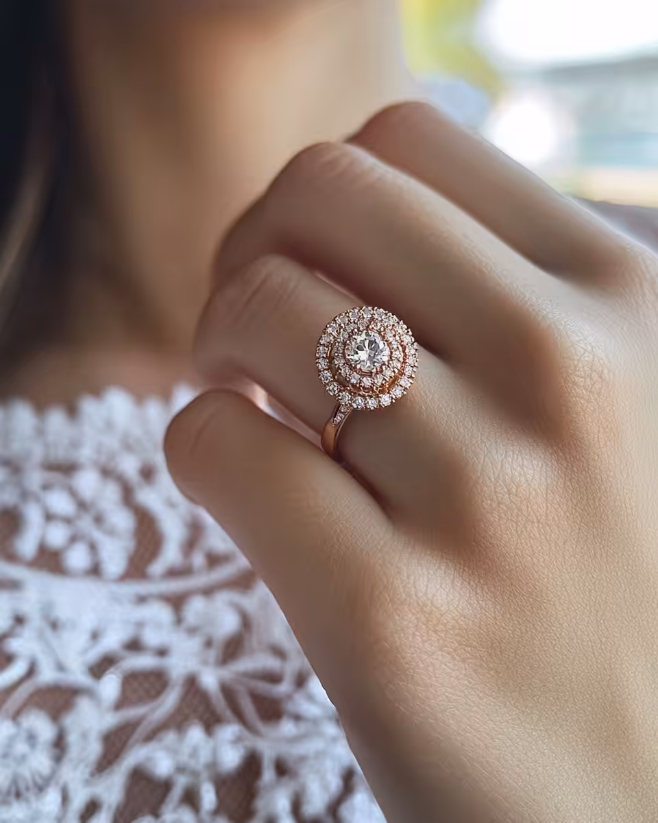 Finished lotus mandala engagement ring with shining alexandrite gemstone and polished sterling silver band