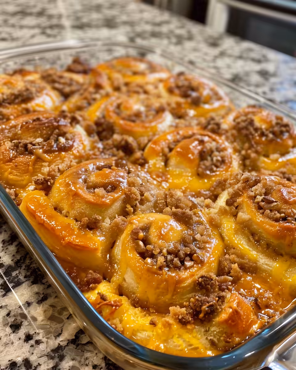 Orange roll quarters mixed into creamy custard ingredients