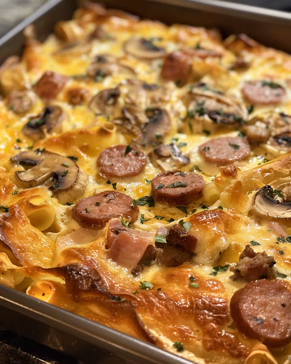 Golden brown pancake casserole fresh from pressure cooker