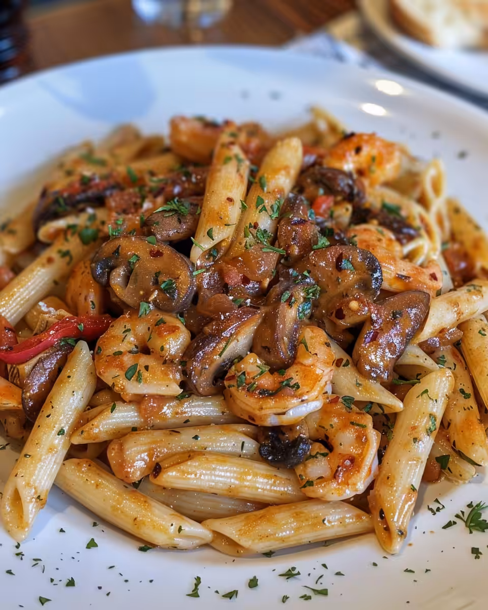 Close-up of creamy Cajun Mardi Gras pasta cooking in pressure cooker