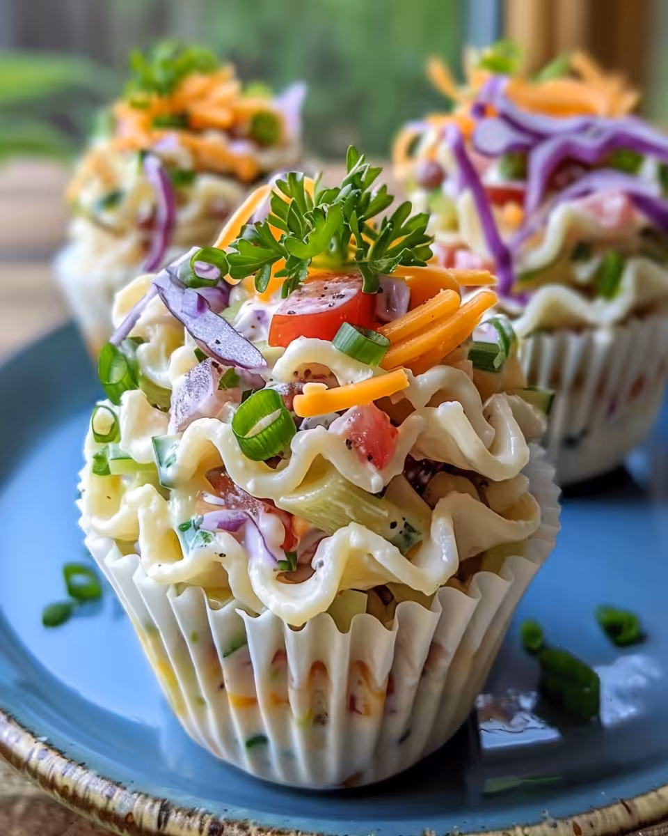 Fresh pasta salad served in colorful bowls ready to eat