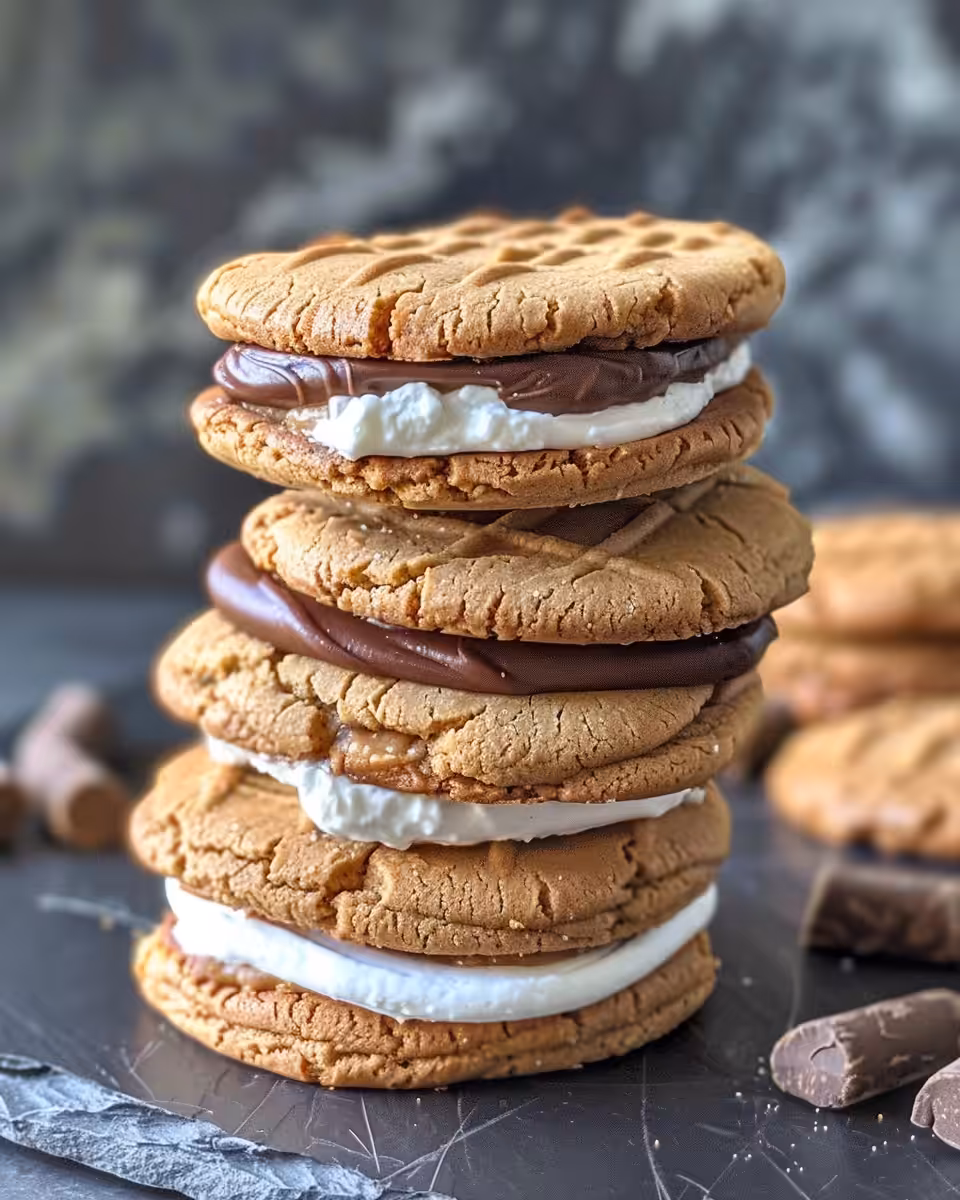 Final peanut butter s'mores cookies plated and ready to serve