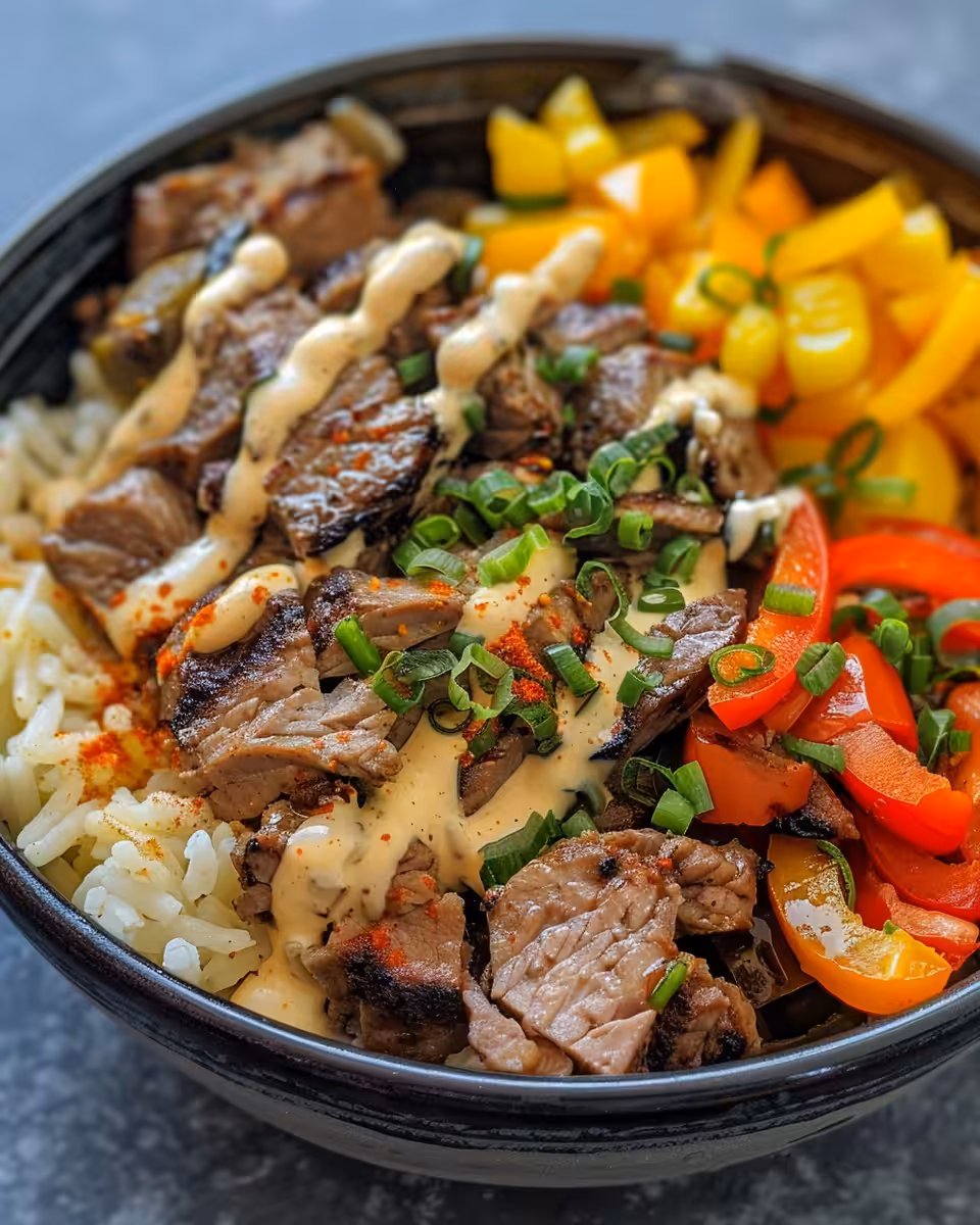 Cooking Philly Cheesesteak Bowls mixture in skillet