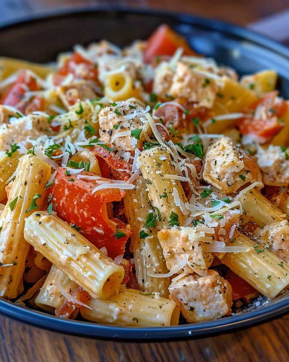 Served Pink Cadillac Pasta Salad ready to enjoy