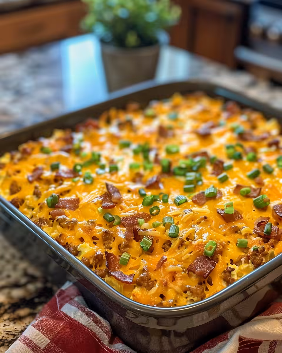 Ingredients arranged for Pioneer Woman breakfast casserole before mixing