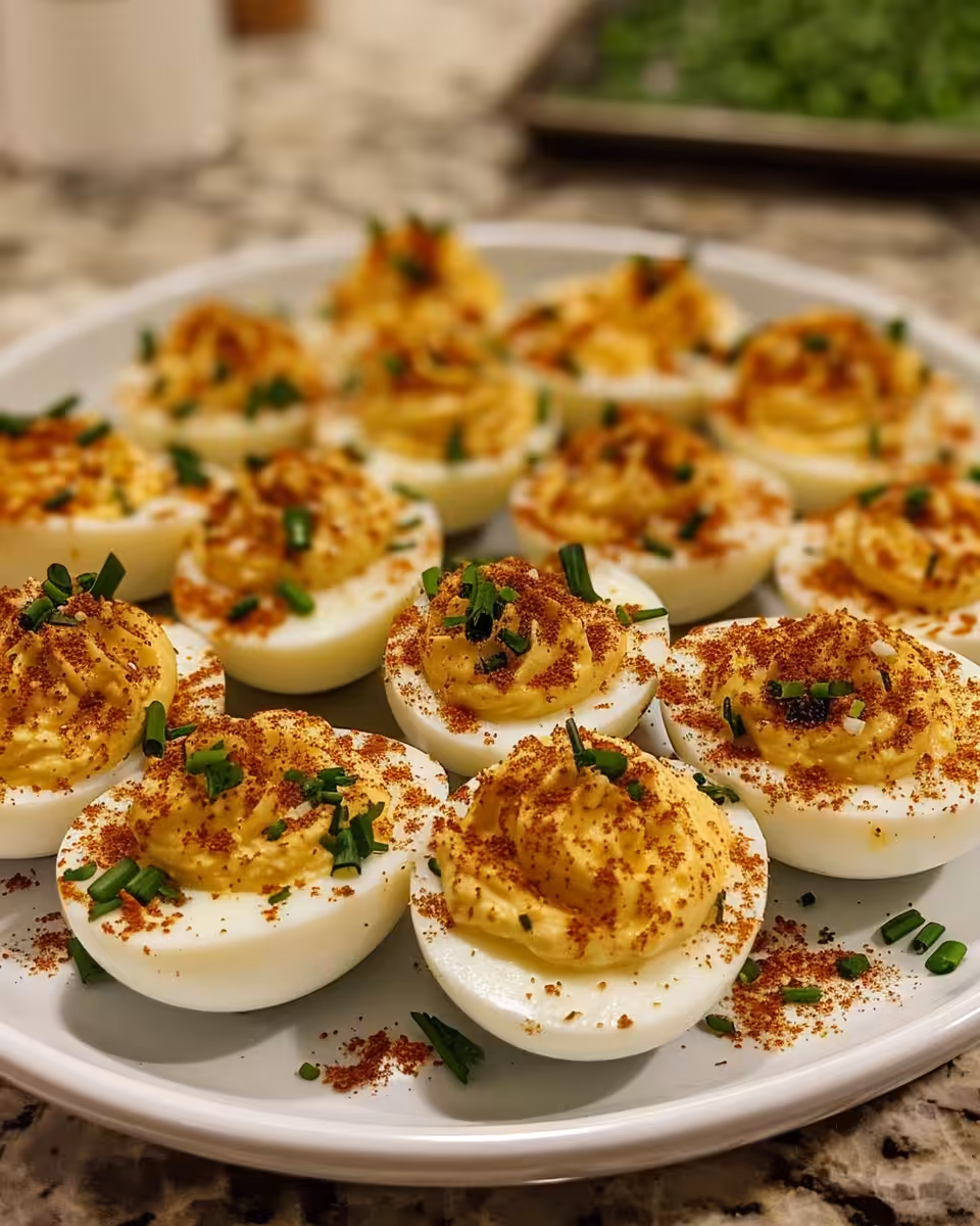 Perfectly cooked deviled eggs fresh from the pressure cooker