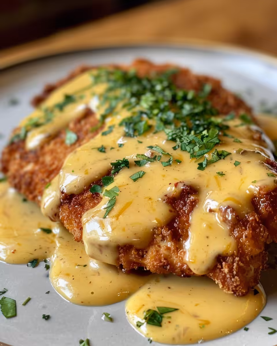 Pretzel crusted chicken browning golden in a hot skillet