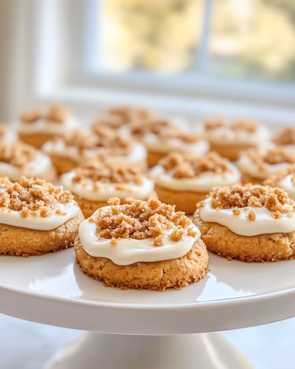 Plate of finished pumpkin crumb cake cookies served fresh