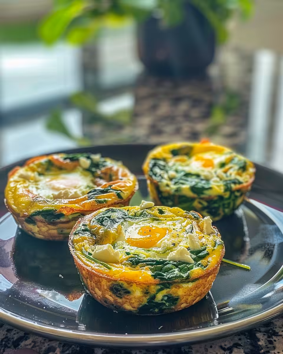 Freshly baked spinach feta egg muffins just out of the pressure cooker