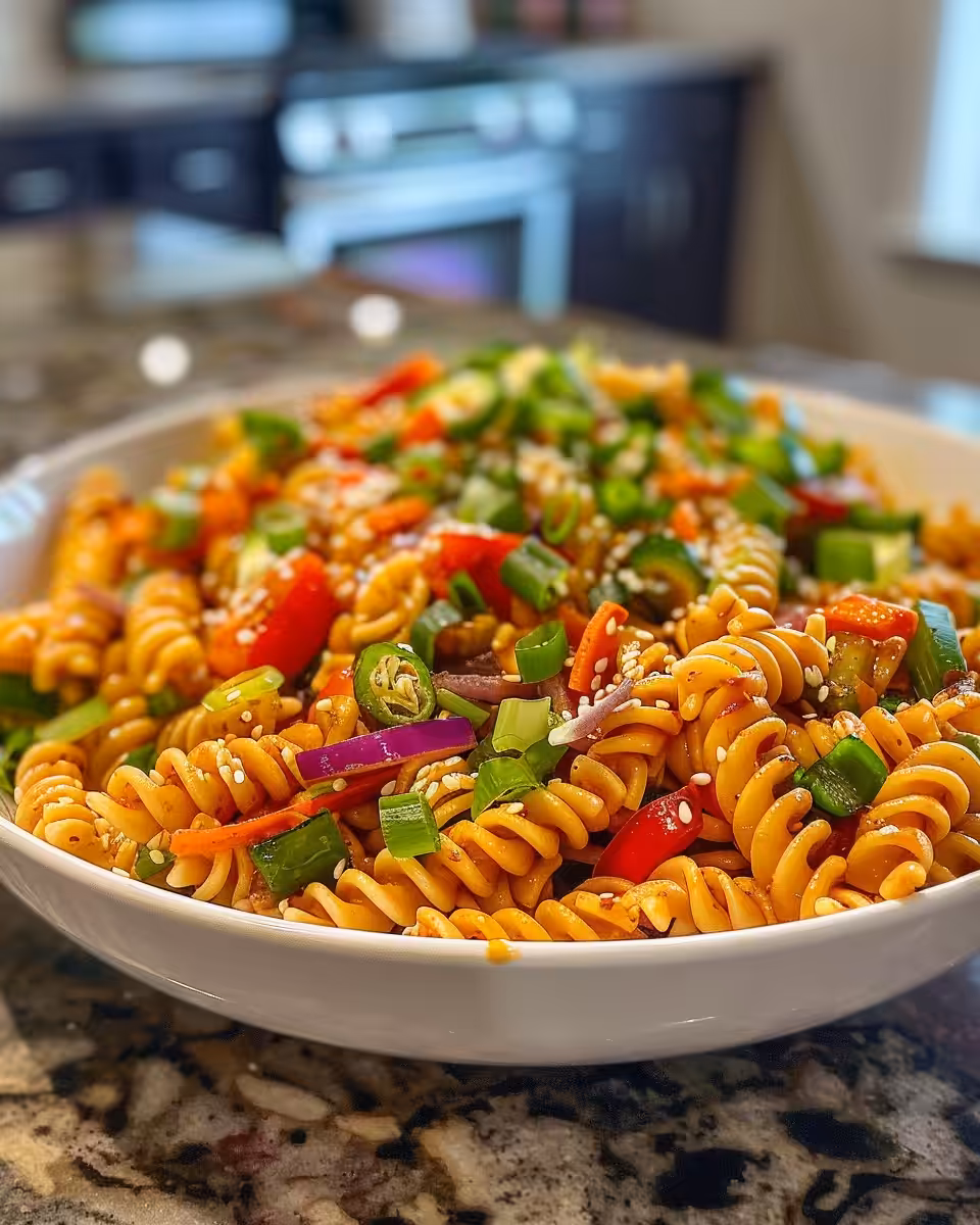 Ingredients laid out for Thai peanut noodle salad