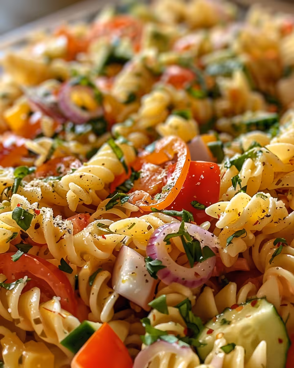 Fresh ranch pasta salad served and ready to eat
