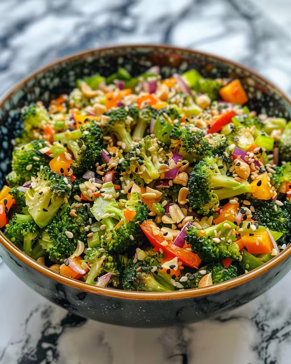 Fresh and vibrant broccoli salad served chilled and colorful