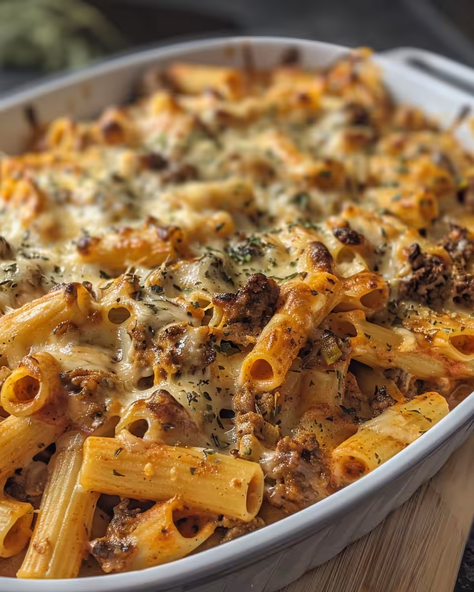 Creamy cheesy Guinness mac and cheese simmering in pressure cooker