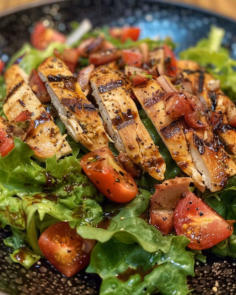 Close up of savory BLT chicken salad freshly prepared