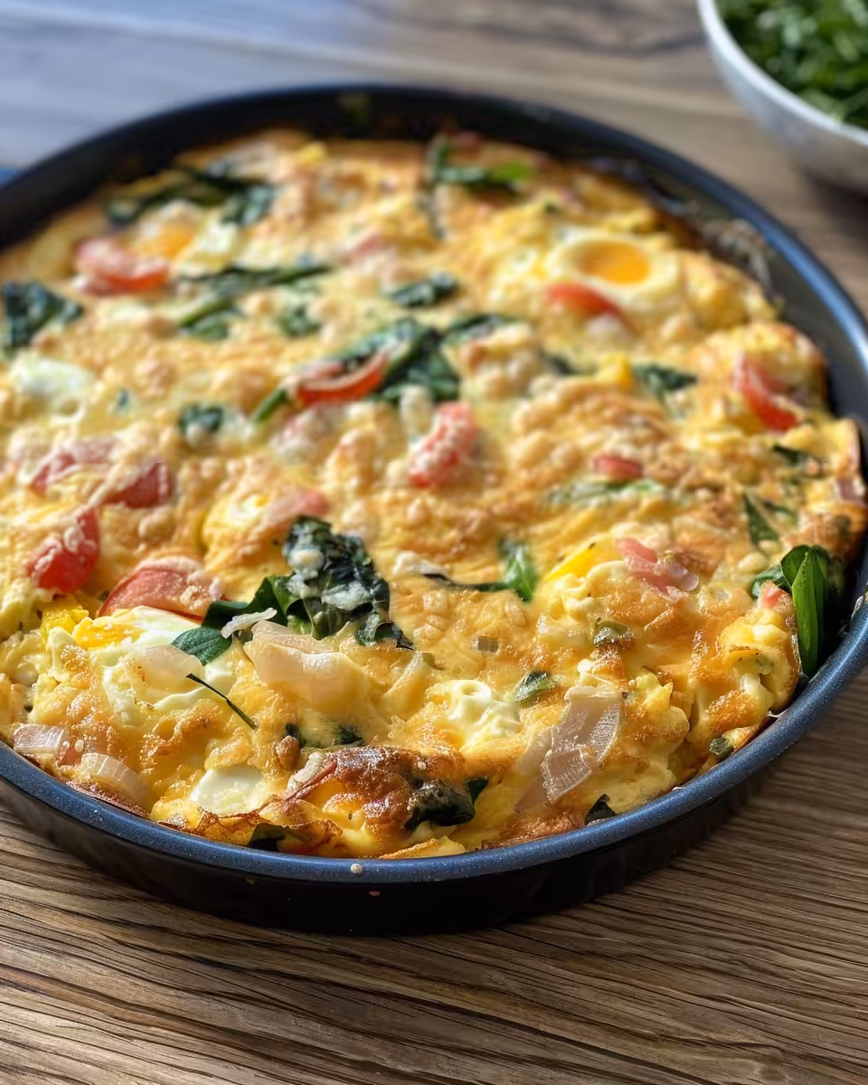 Slice of the finished scrambled egg breakfast casserole served on a plate