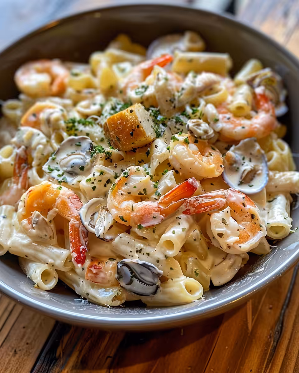 Ingredients for shrimp tetrazzini including mushrooms, garlic, and red onions