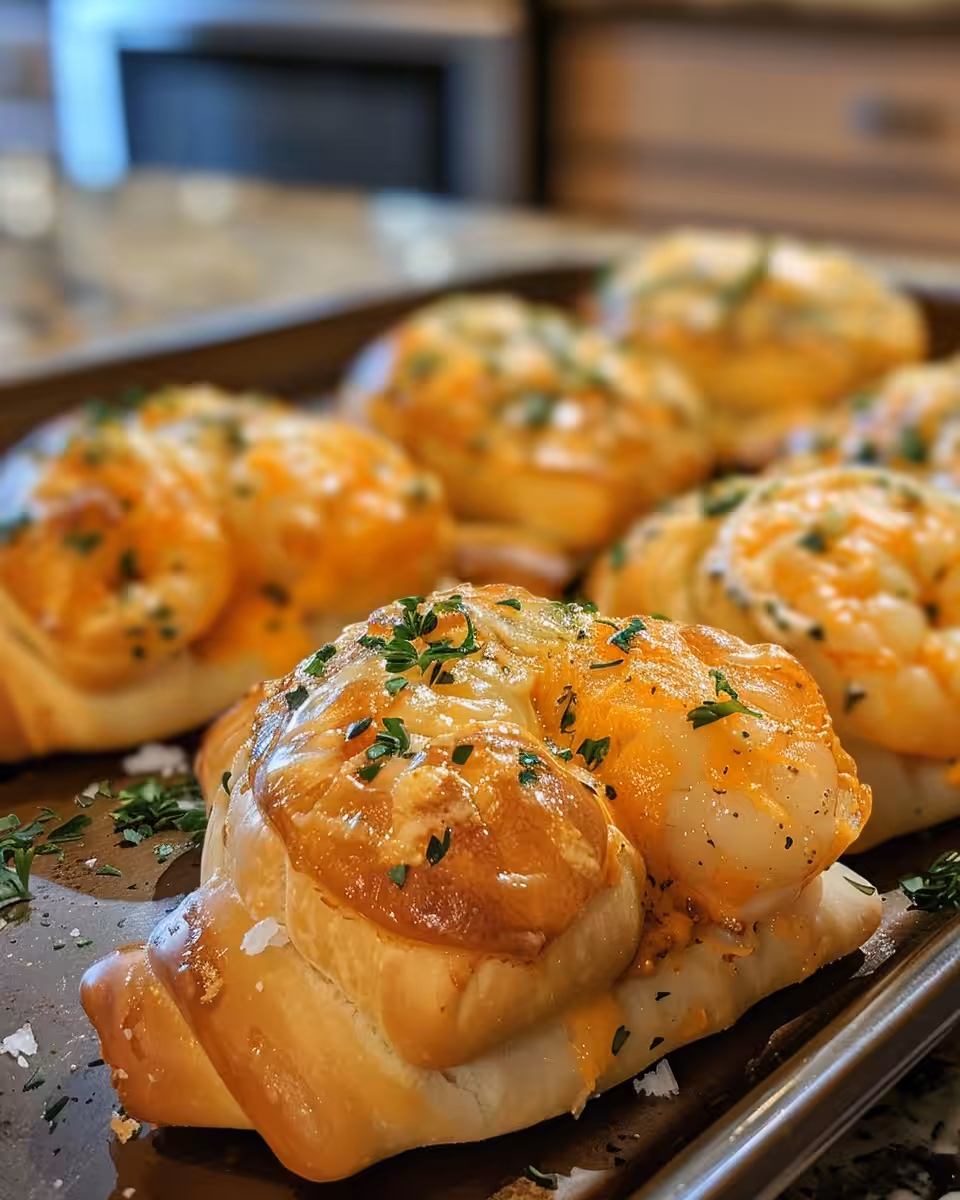 Ingredients mixed together for shrimp and crab croissant filling