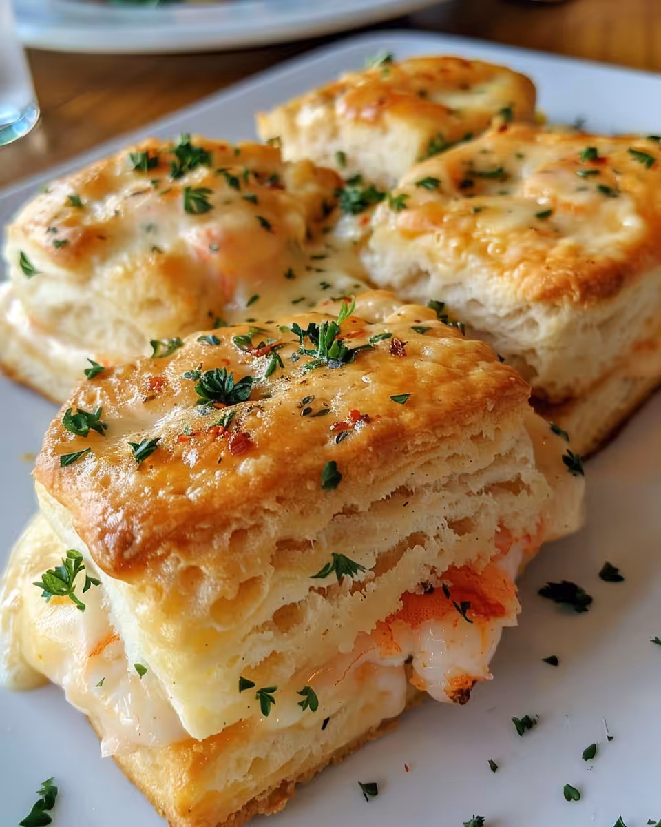 Fresh ingredients for shrimp and crab biscuit melts including shrimp, crab, cheese and seasoning