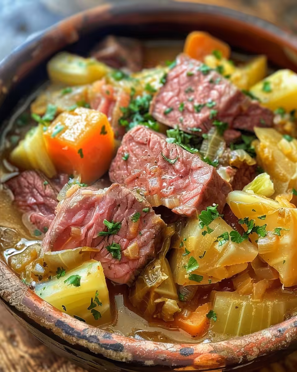 Ingredients for corned beef and cabbage in pressure cooker