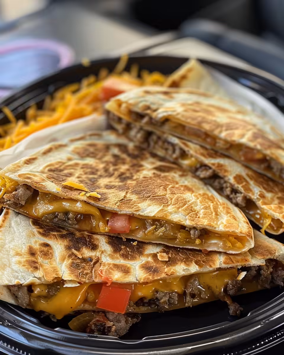 Smashburger quesadillas fresh from pressure cooker with steam