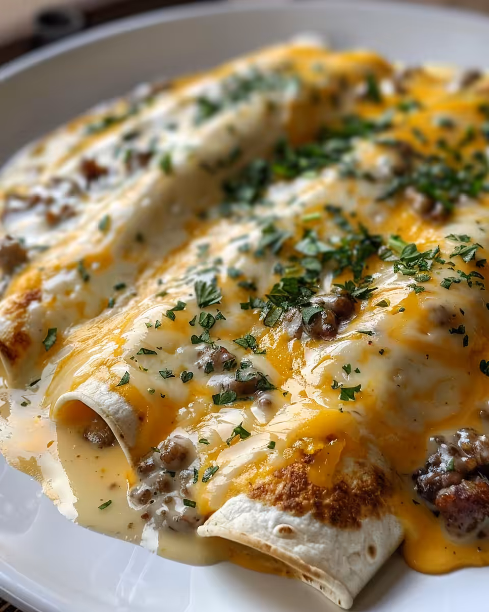 Ingredients for Southern breakfast enchiladas with sausage gravy laid out