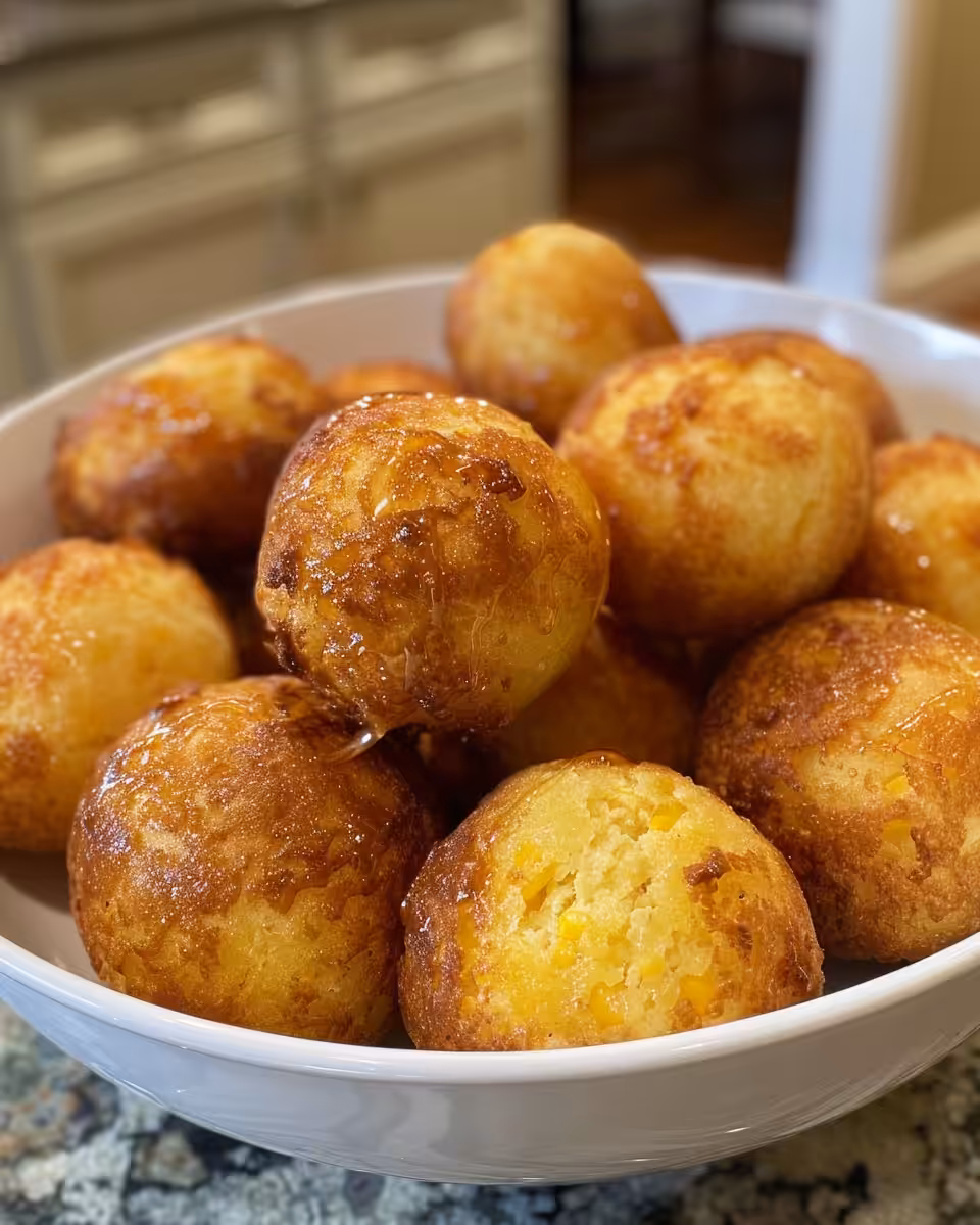 Golden honey butter cornbread poppers steam aroma