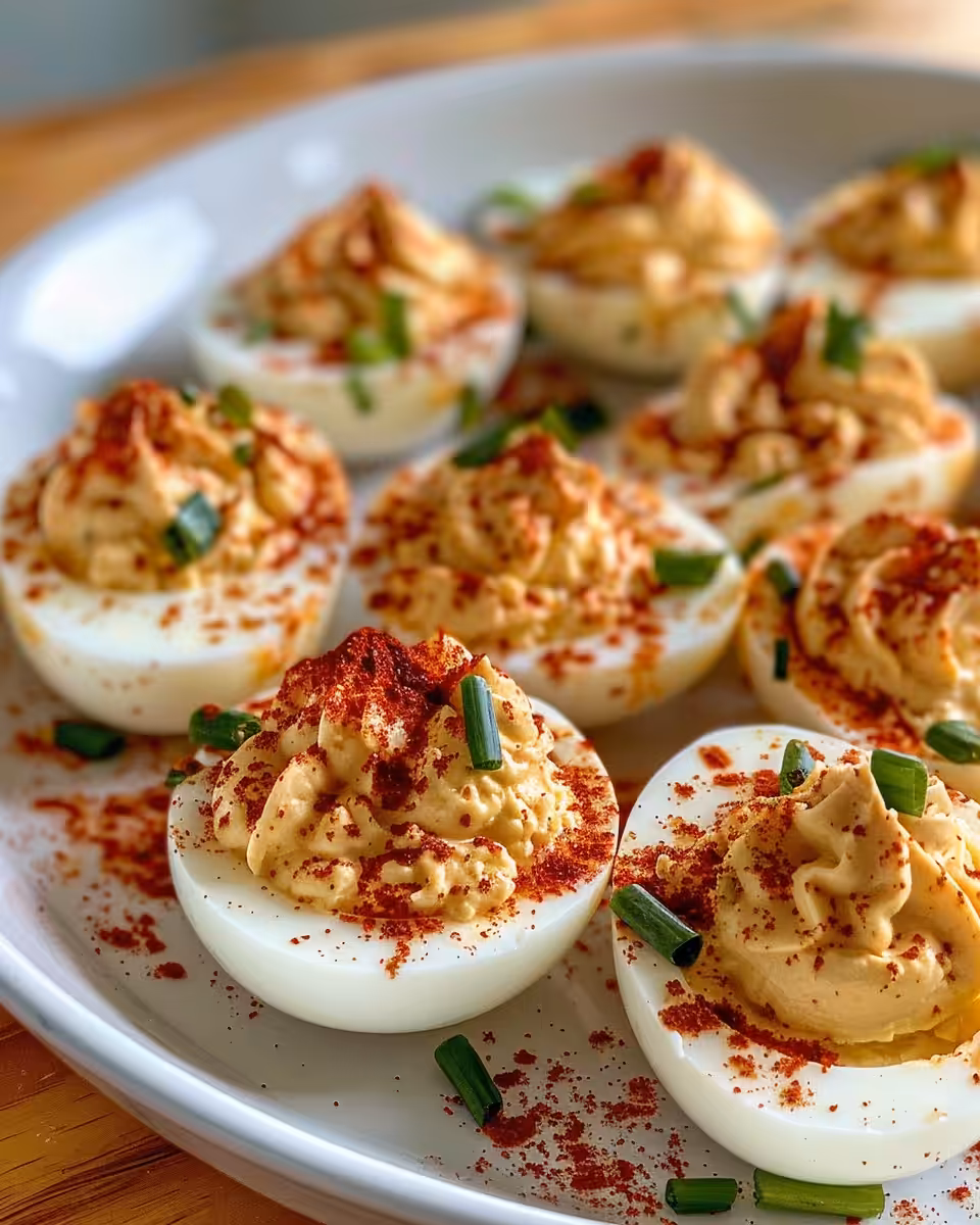 Ingredients laid out for spicy bayou deviled eggs including spices and breading