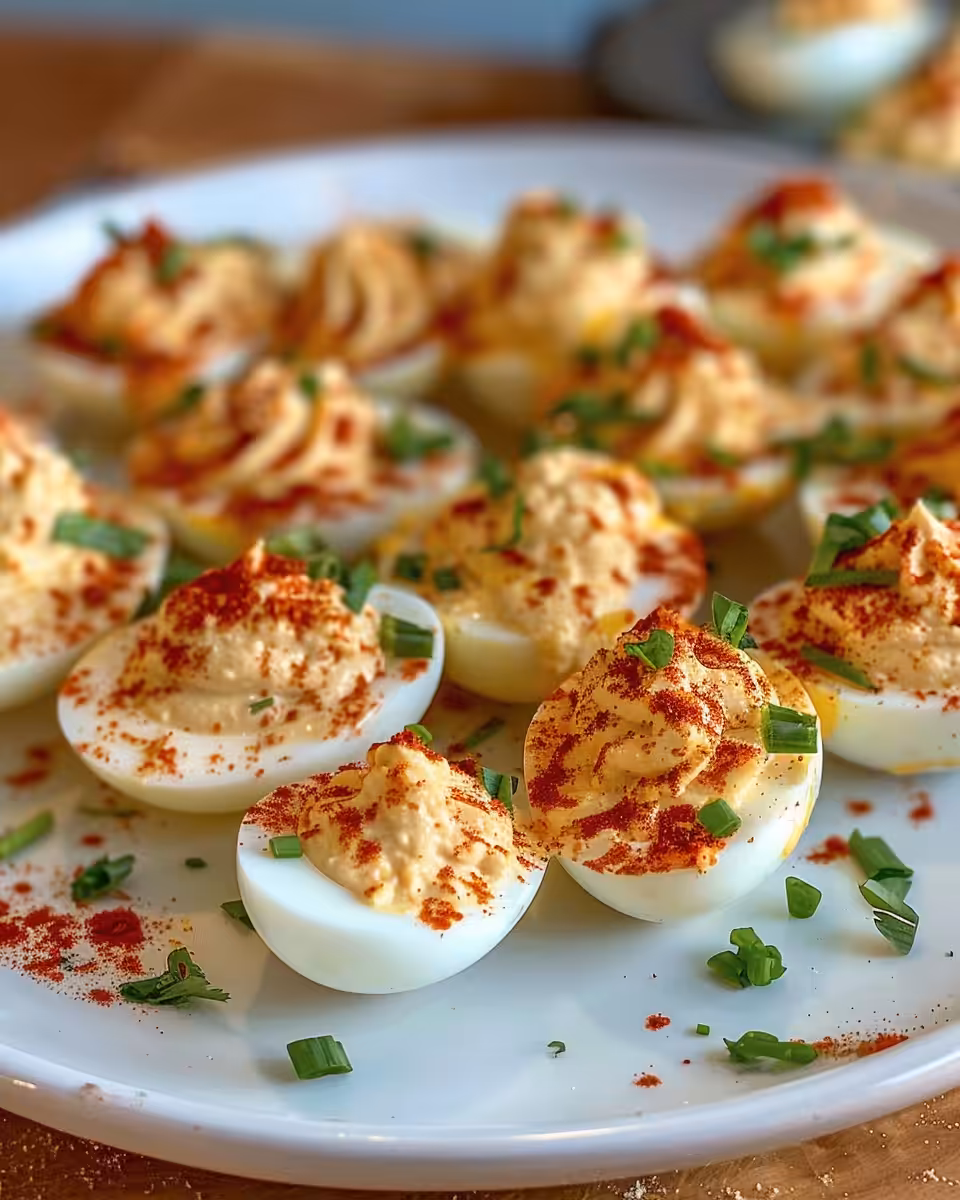 Spicy bayou deviled eggs with crispy golden crust