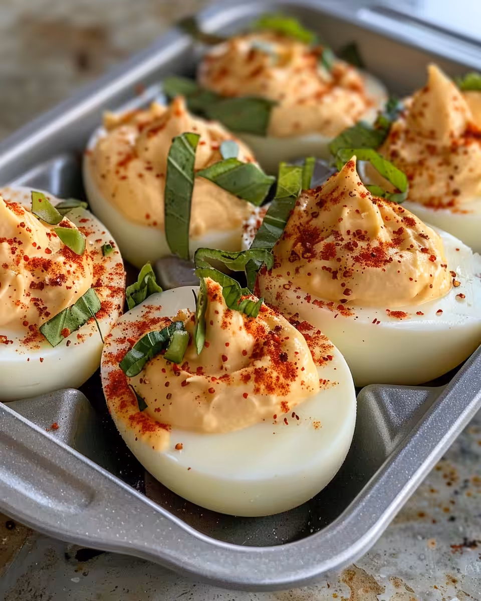 Ingredients checklist for spicy deviled eggs