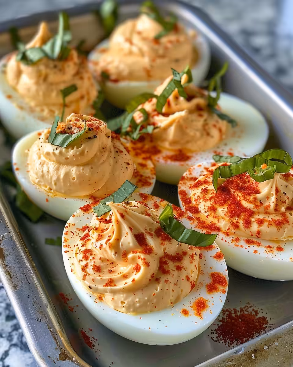 Spicy deviled eggs fresh out of pressure cooker