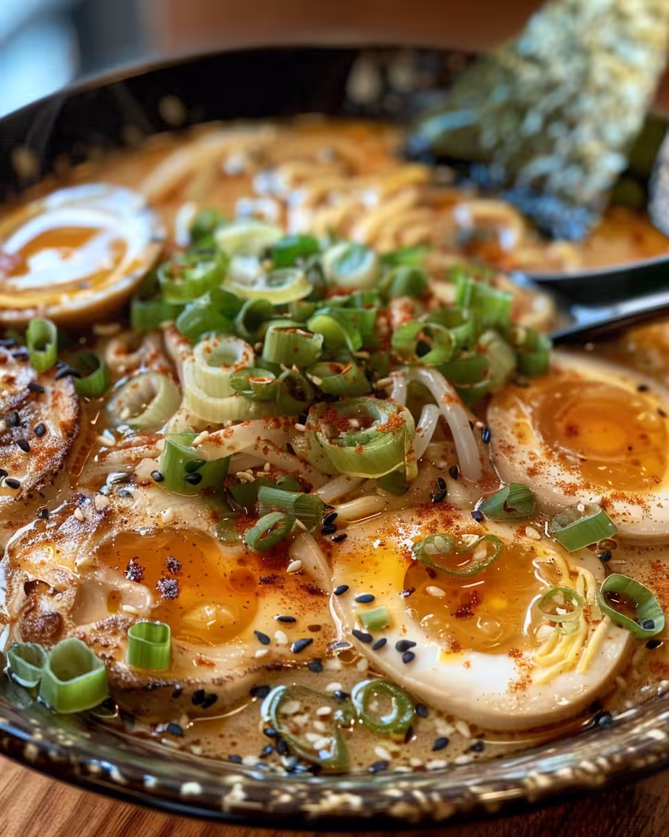 Steaming pot of spicy creamy chicken ramen in pressure cooker