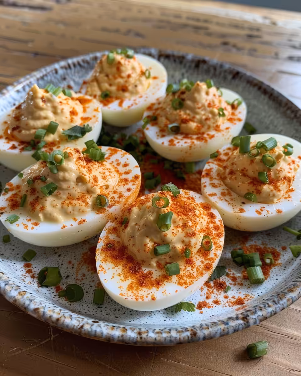 Ingredients and tools for preparing Nashville hot deviled eggs served in mixing bowl