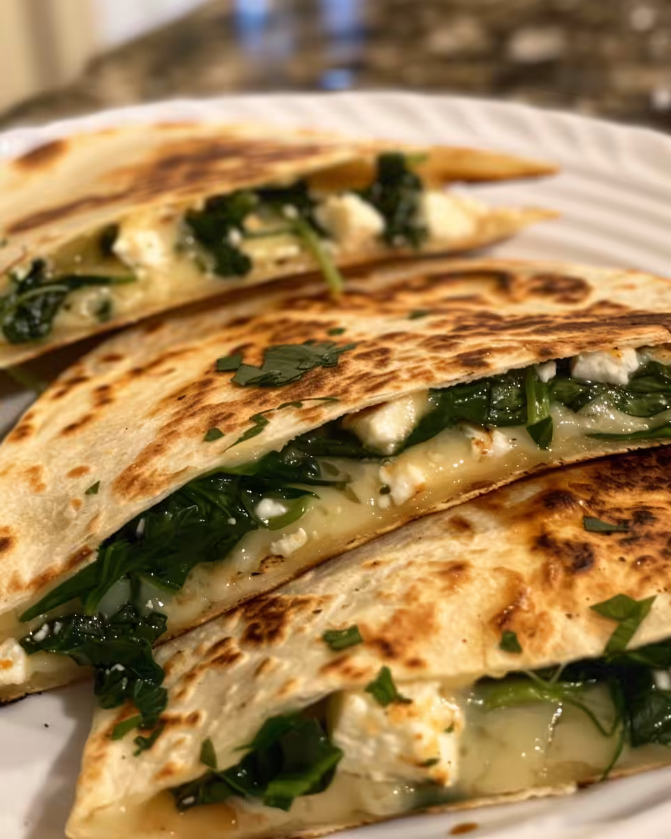 Mediterranean quesadillas with spinach and feta warming in pressure cooker