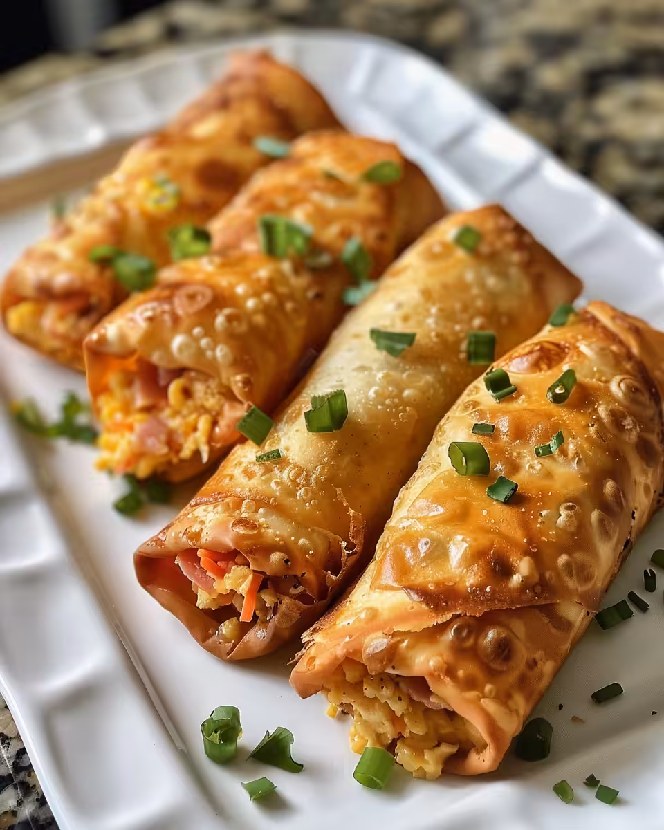 Final cooked Reuben egg rolls served with dipping sauce
