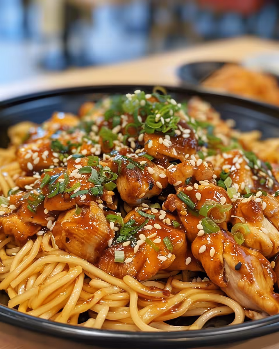 Ingredients for sticky garlic chicken noodles prepared and ready