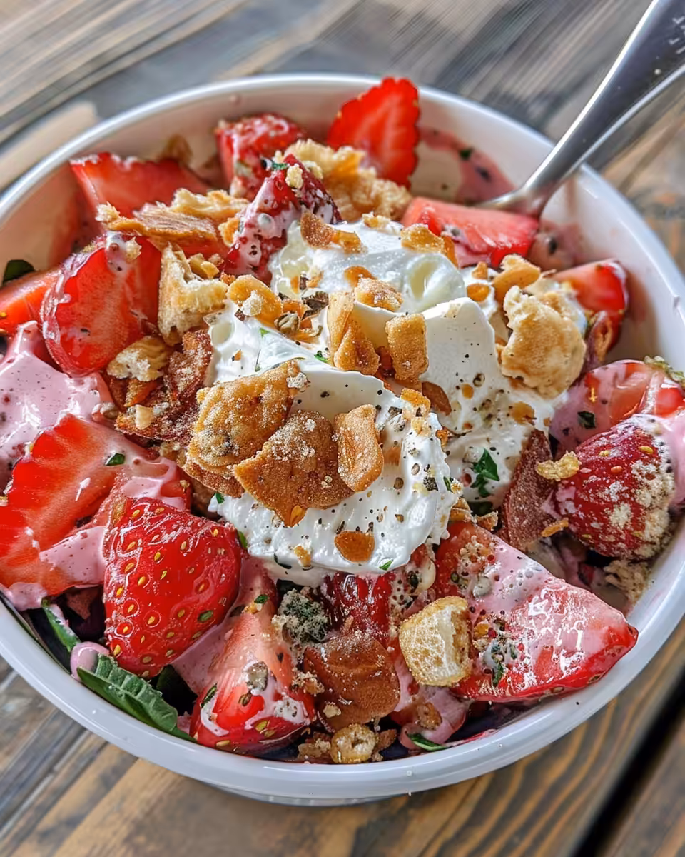 Fresh strawberry crackle salad steaming as pressure is released