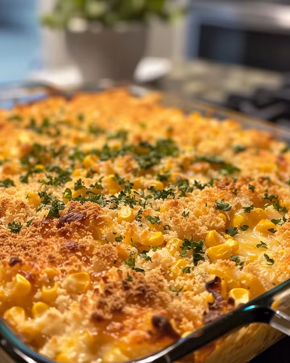 Ingredients mixed inside pressure cooker pot for street corn chicken casserole