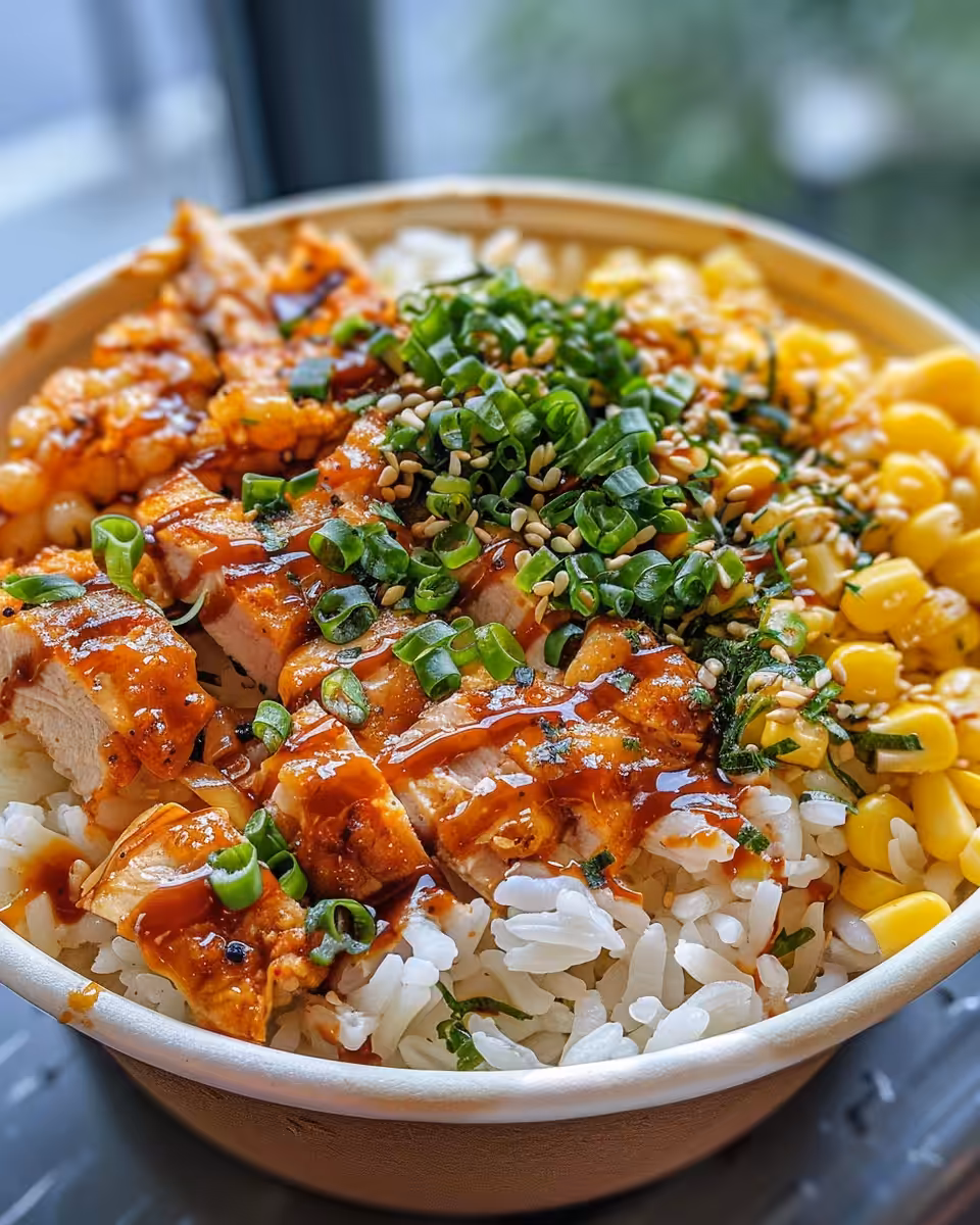 Freshly prepared ingredients for street corn chicken rice bowl