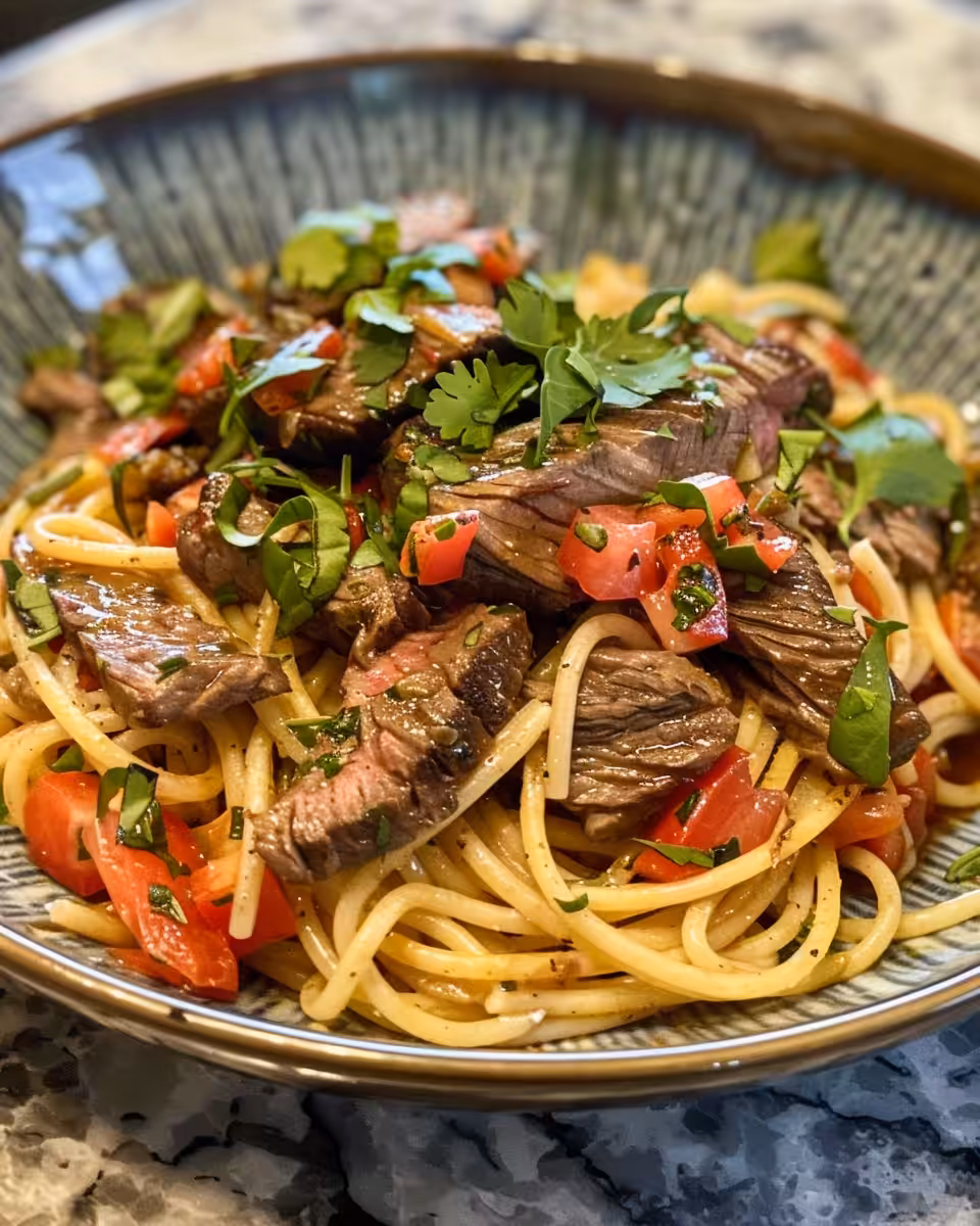 Steam rising from pressure cooker with sizzling garlic steak bites