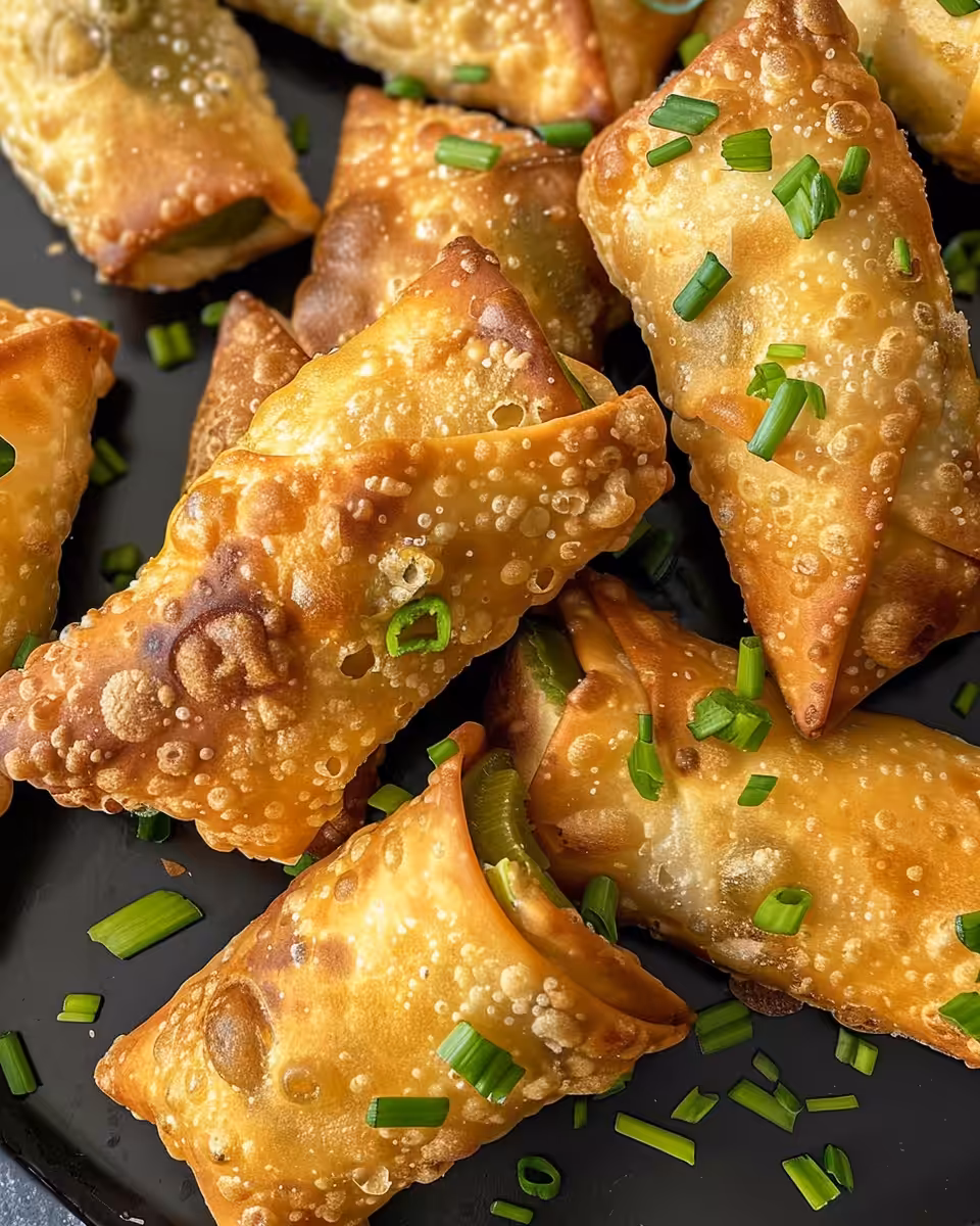 Golden fried mini jalape f1o popper egg rolls served warm