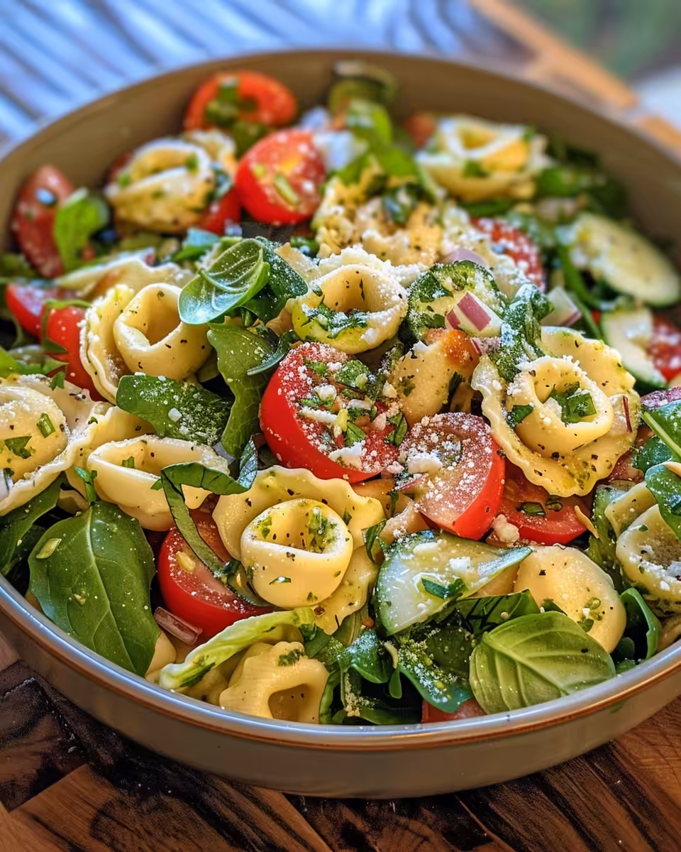 Ingredients laid out for Italian Grinder Tortellini Salad