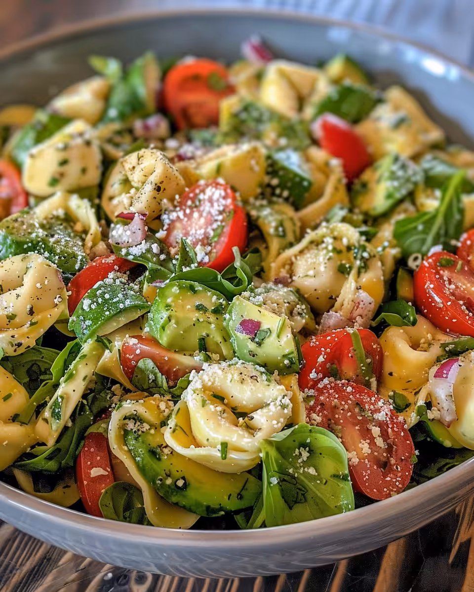 Chilled Italian Grinder Tortellini Salad ready to serve