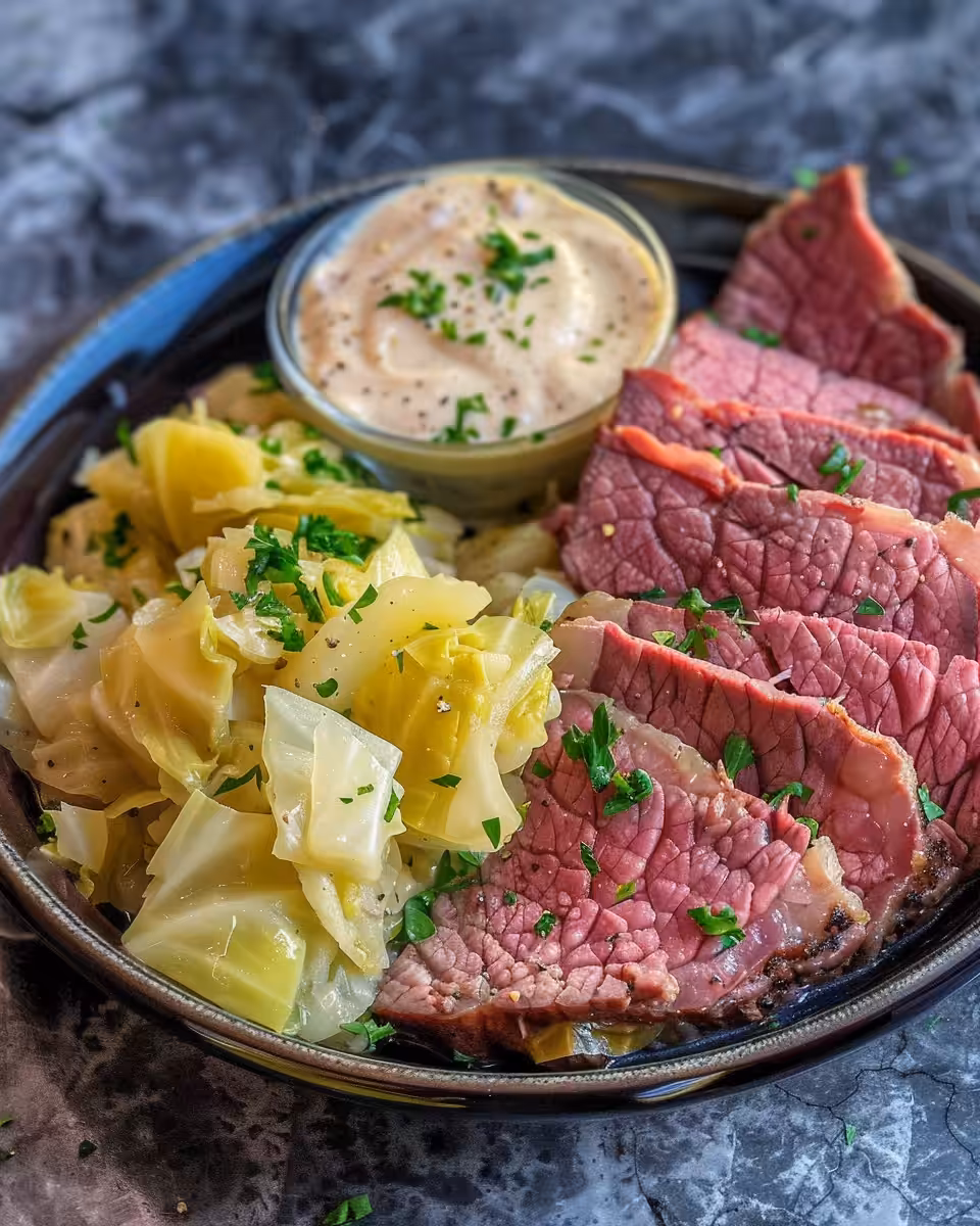 Ingredients layout for corned beef brisket pressure cooker recipe