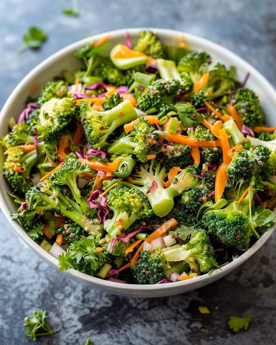 Pressure cooker preparing broccoli salad with tangy mayo and cheddar