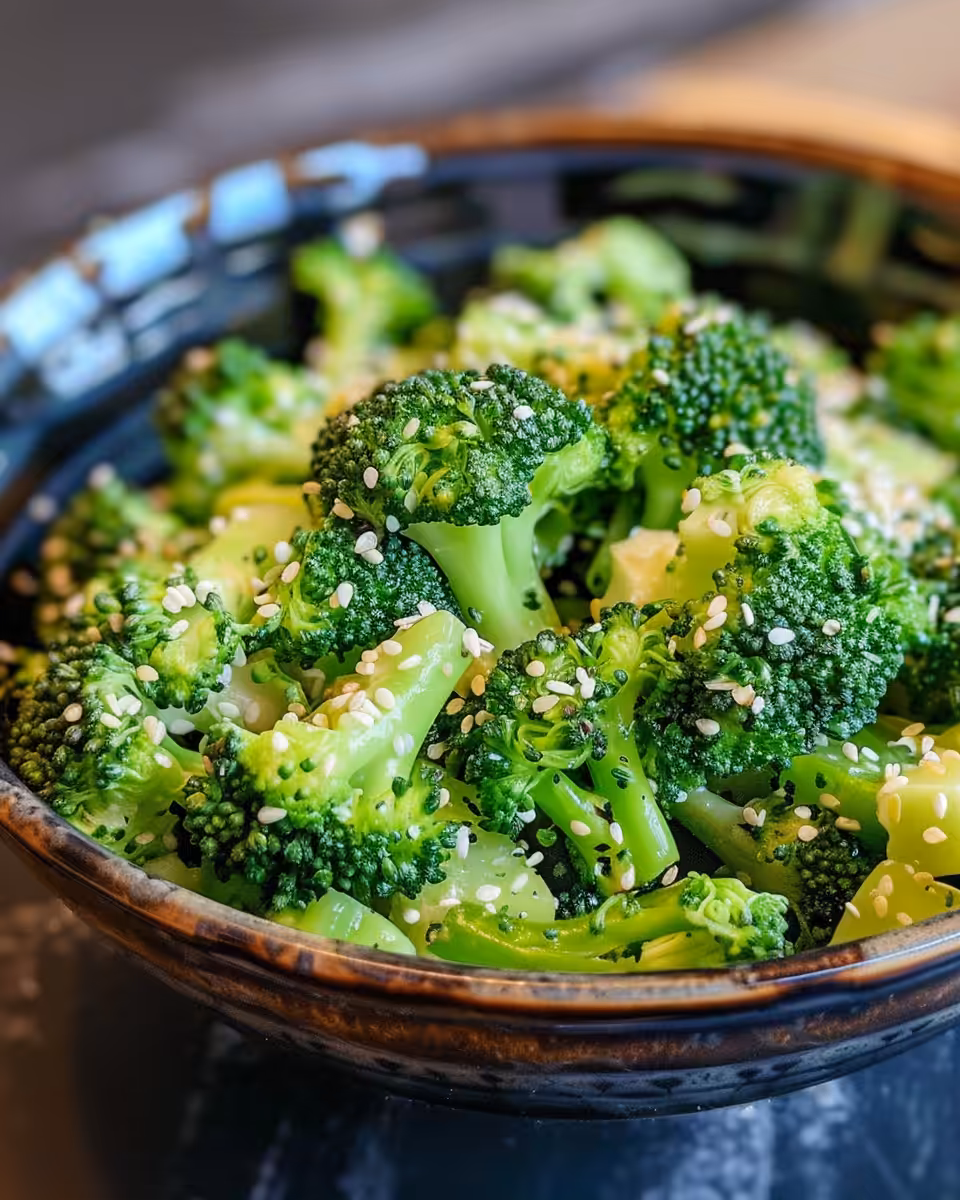 Chilled broccoli salad served fresh with bacon and cranberries
