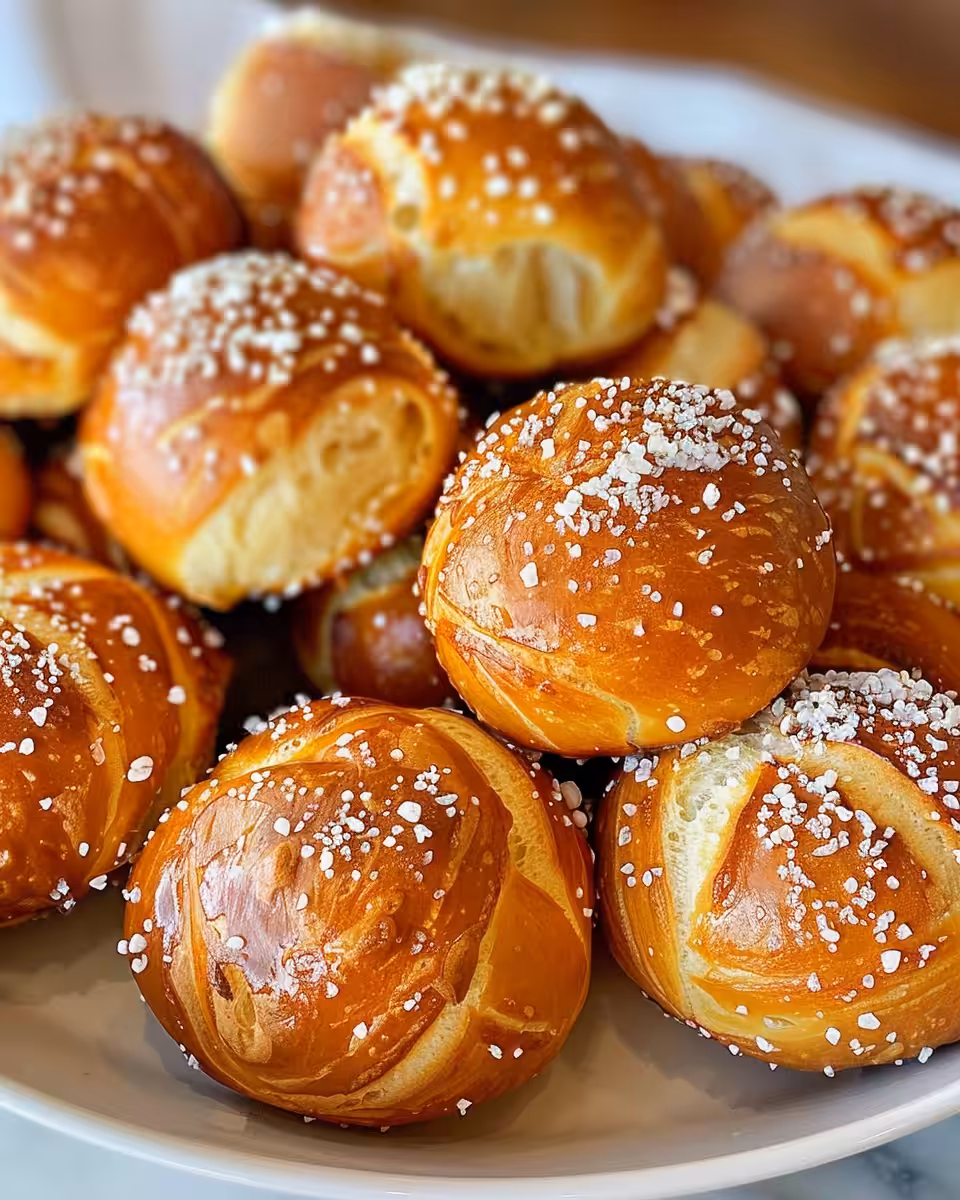 Final plated pretzel bites with spicy cheese sauce for dipping