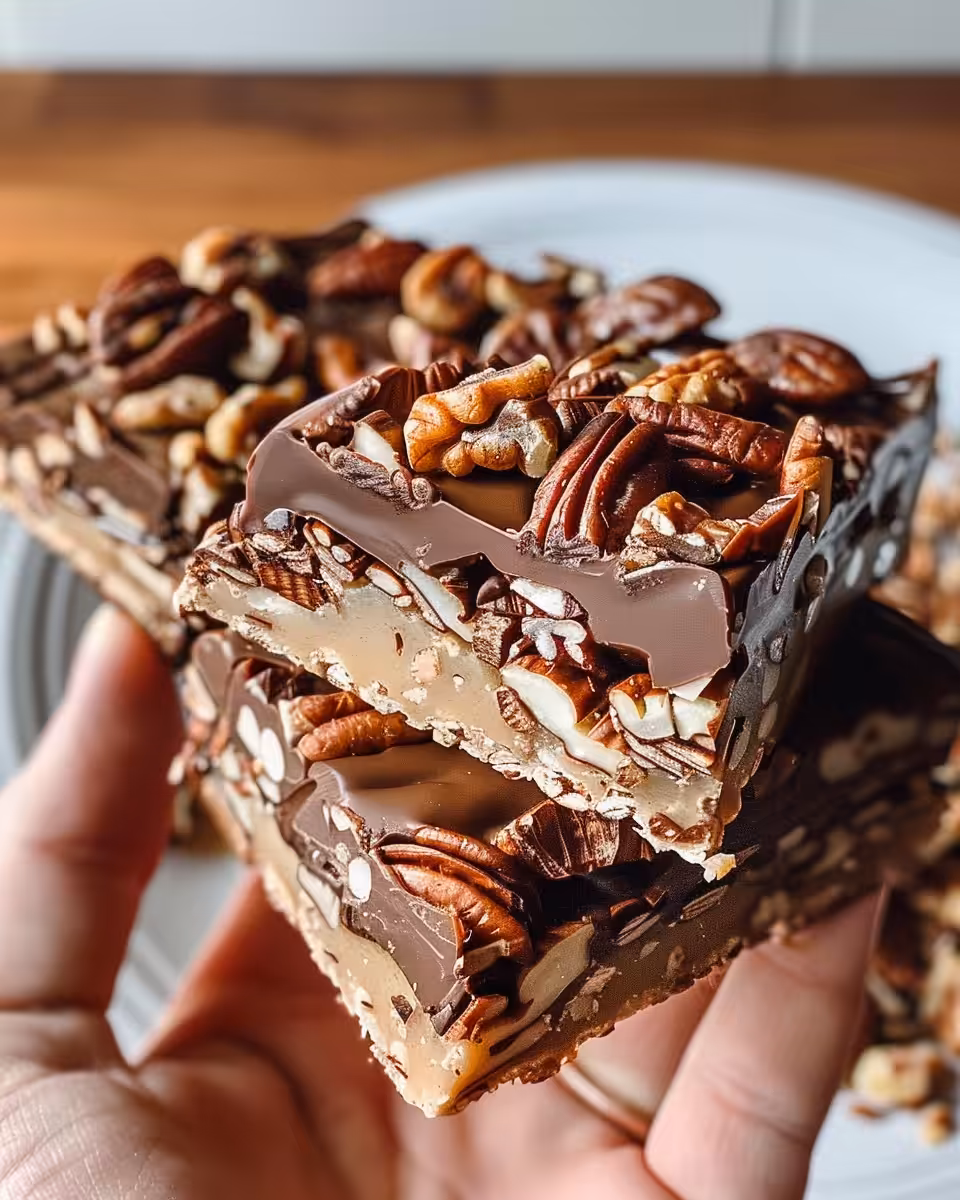 Ingredients for Turtle Bars including caramel bits, chocolate chips, and pecans