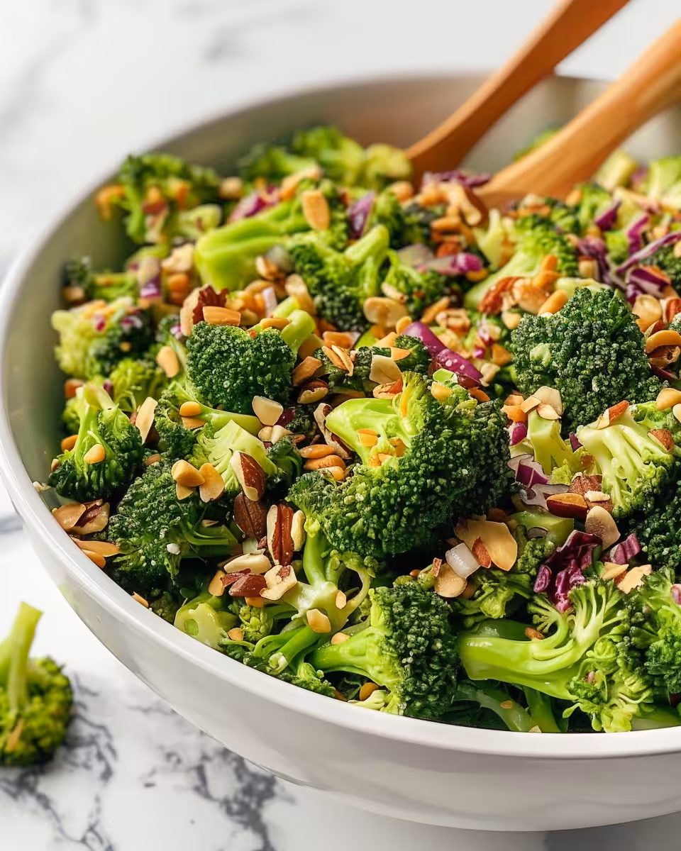Fresh broccoli salad with pressure cooker and ingredients