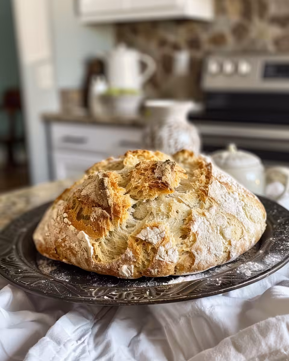 Freshly baked Irish soda bread with golden crust from pressure cooker